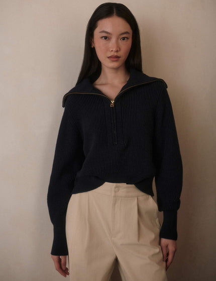 Varley Maura Half-Zip Rib Knit - Navyimages1- The Sports Edit