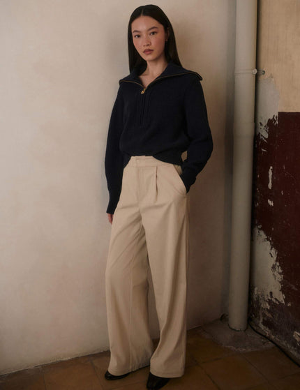 Varley Maura Half-Zip Rib Knit - Navyimages6- The Sports Edit