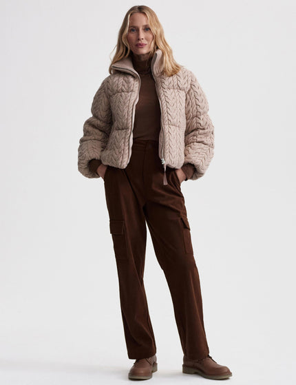 Varley Reggie Cable Knit Puffer - Light Taupeimage5- The Sports Edit