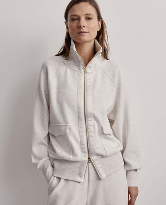 Roxbury Zip-Through Sweat - Ivory Marl
