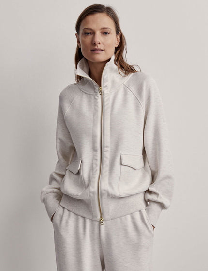 Varley Roxbury Zip-Through Sweat - Ivory Marlimage2- The Sports Edit