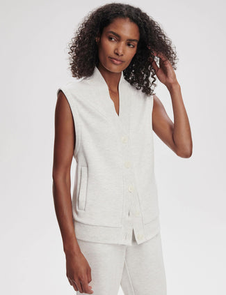 Vicky Button Gilet - Ivory Marl
