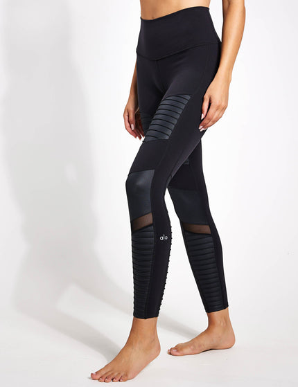 Alo Yoga 7/8 High Waisted Moto Legging - Black/Glossyimage6- The Sports Edit