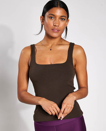 Ribbed Minimalist Tank - Espresso