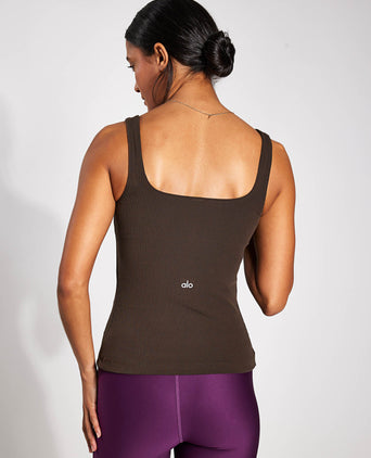 Ribbed Minimalist Tank - Espresso