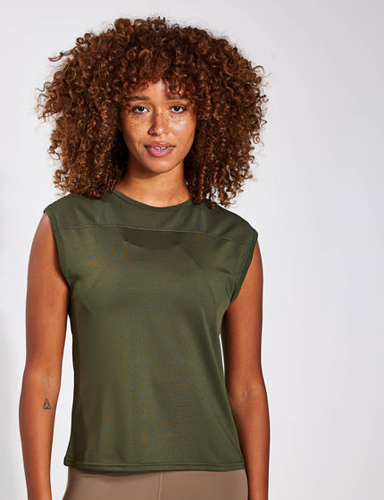 BORN Sira Mesh Tank - Dark Oliveimage1- The Sports Edit
