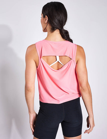 Beyond Yoga Featherweight New View Cropped Tank - Sun Kissed Coral Heatherimage2- The Sports Edit