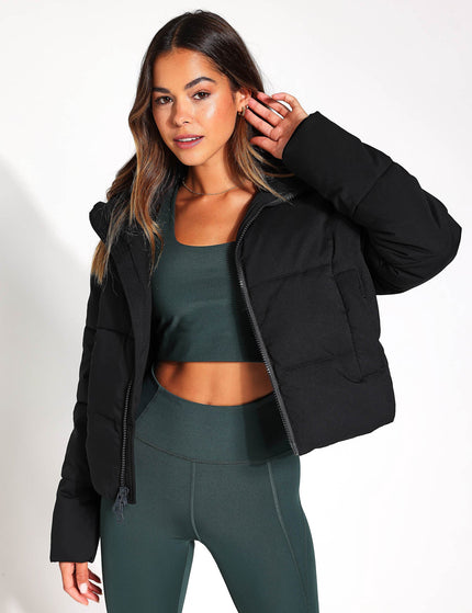 Girlfriend Collective Cropped Puffer Jacket - Blackimage1- The Sports Edit
