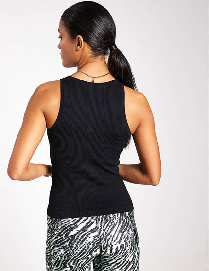 Goodmove Ribbed High Neck Seamless Vest Top - Blackimage2- The Sports Edit
