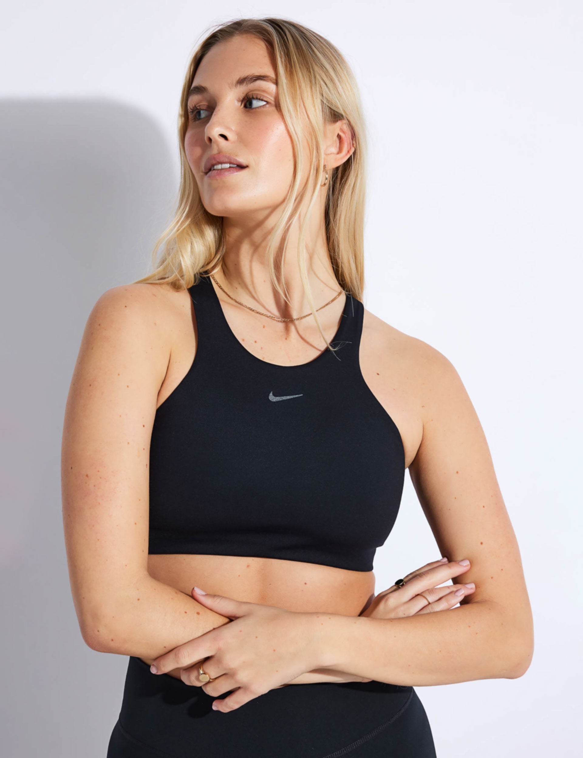 Nike Yoga Dri-FIT Swoosh Sports Bra - Black/Iron Greyimage1- The Sports Edit