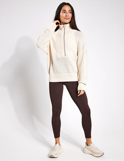 Varley Tara Pointelle Half-Zip Knit - Whitecap Greyimage4- The Sports Edit