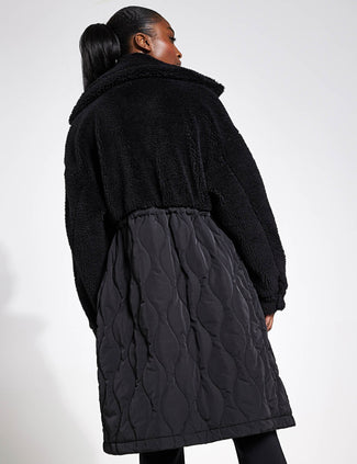 Walsh Quilt Sherpa Coat - Black