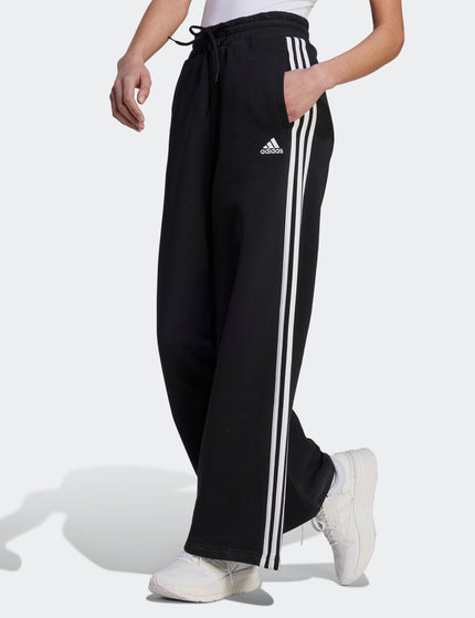 adidas Essentials 3-Stripes French Terry Wide Joggers - Black/Whiteimage1- The Sports Edit