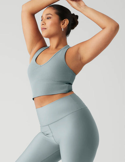 Alo Yoga Goddess Ribbed Cropped Racerback Tank - Cosmic Greyimage6- The Sports Edit