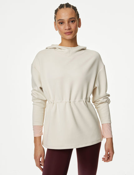 Goodmove Relaxed Yoga Longline Hoodie - Beigeimage1- The Sports Edit