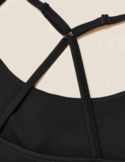 Goodmove Scoop Neck Cross Back Strappy Crop Top - Blackimage5- The Sports Edit