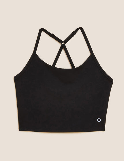 Goodmove Scoop Neck Cross Back Strappy Crop Top - Blackimage6- The Sports Edit