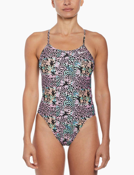 Nike HydraStrong Printed Cutout 1-Piece Swimsuit - Pink Bloomimage1- The Sports Edit
