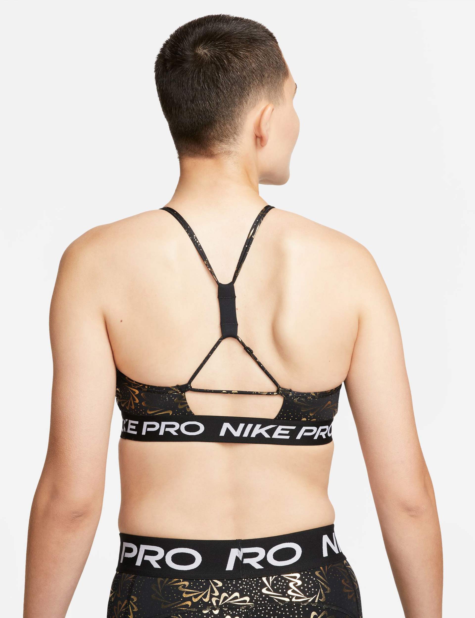 Nike Pro Indy Sparkle Sports Bra - Black/Dark Grey Greyimage2- The Sports Edit