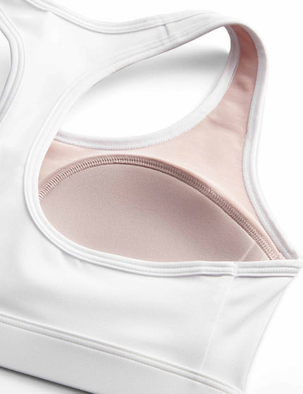 Nike Swoosh Medium Support Bra - White/Stone Mauve/Blackimage6- The Sports Edit