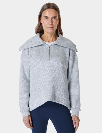 Sweaty Betty Restful Boucle Half Zip Sweatshirt - Salt Blueimage1- The Sports Edit