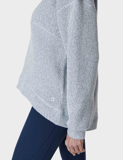 Sweaty Betty Restful Boucle Half Zip Sweatshirt - Salt Blueimage5- The Sports Edit