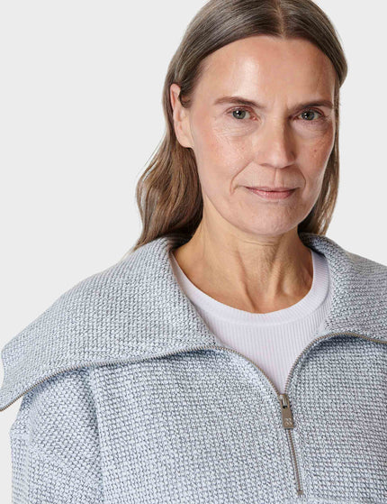 Sweaty Betty Restful Boucle Half Zip Sweatshirt - Salt Blueimage4- The Sports Edit