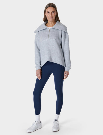 Sweaty Betty Restful Boucle Half Zip Sweatshirt - Salt Blueimage6- The Sports Edit