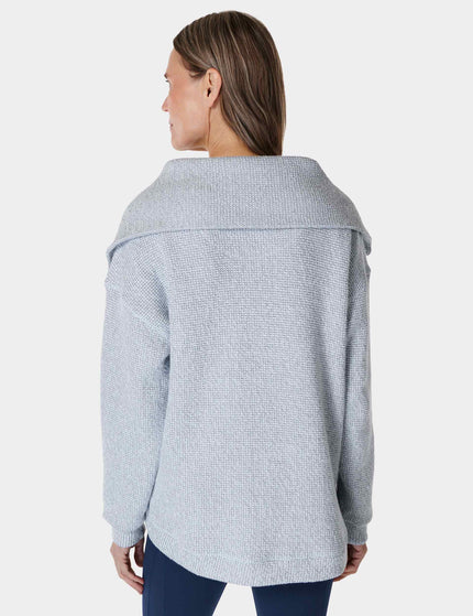 Sweaty Betty Restful Boucle Half Zip Sweatshirt - Salt Blueimage3- The Sports Edit