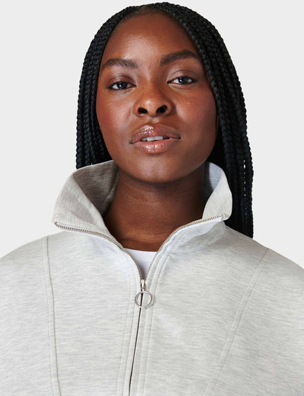 Sweaty Betty Sand Wash Funnel Neck Half Zip - Ice Grey Marlimage4- The Sports Edit