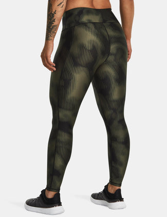 HeatGear No-Slip Waistband Printed Ankle Leggings - Marine OD Green/Downtown Green