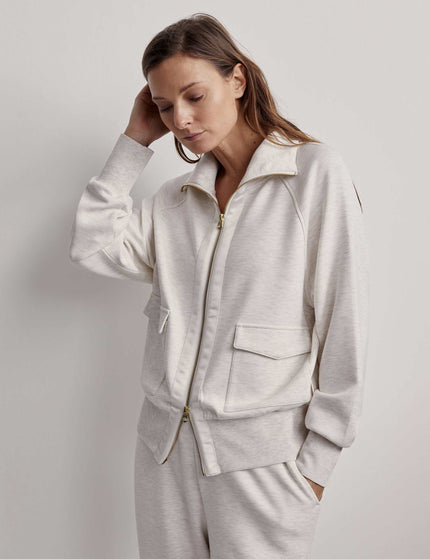 Varley Roxbury Zip-Through Sweat - Ivory Marlimage4- The Sports Edit