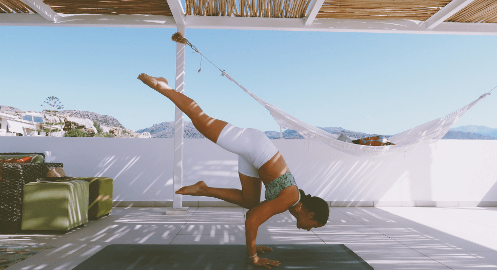 finished posture for flying crow yoga